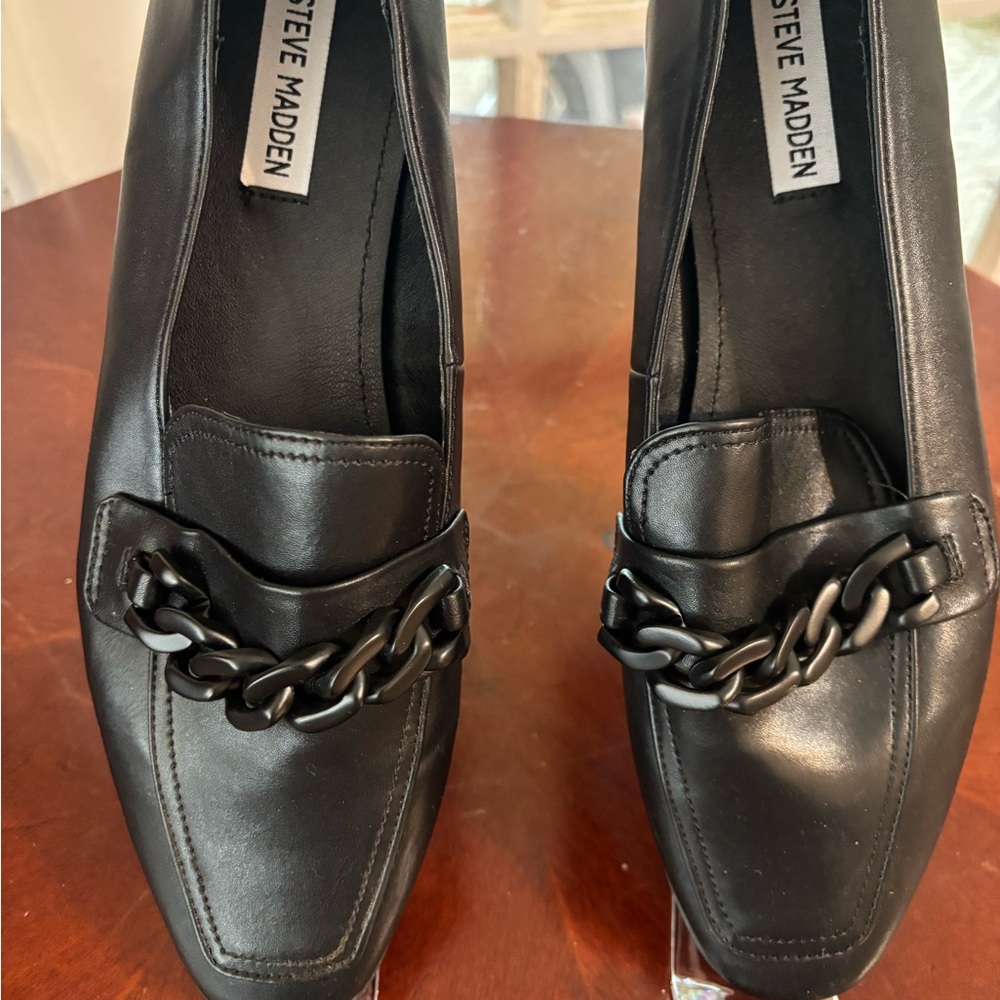 Steve Madden Black Chain Loafers